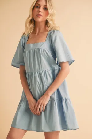 Hazel Blues® |  Aemi   Co Square Neck Half Sleeve Tiered Dress