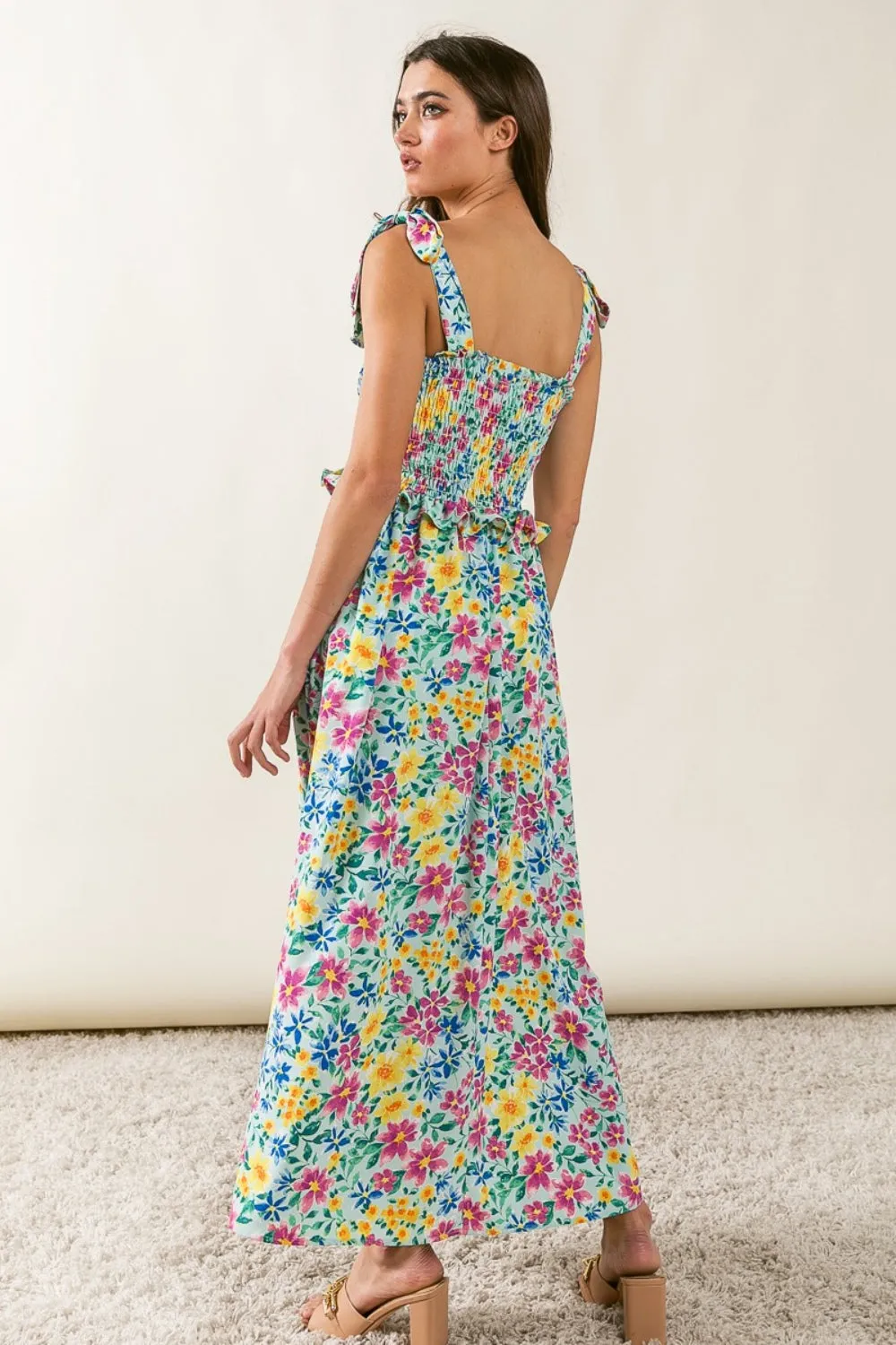 Hazel Blues® |  BiBi Floral Ruffle Trim Smocked Cami Dress