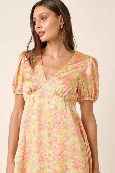 Hazel Blues® |  Mittoshop Printed V-Neck Puff Sleeve Mini Dress