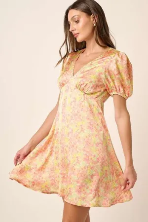 Hazel Blues® |  Mittoshop Printed V-Neck Puff Sleeve Mini Dress