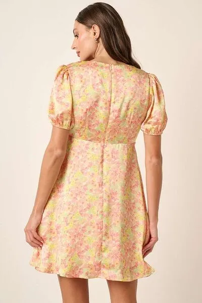 Hazel Blues® |  Mittoshop Printed V-Neck Puff Sleeve Mini Dress