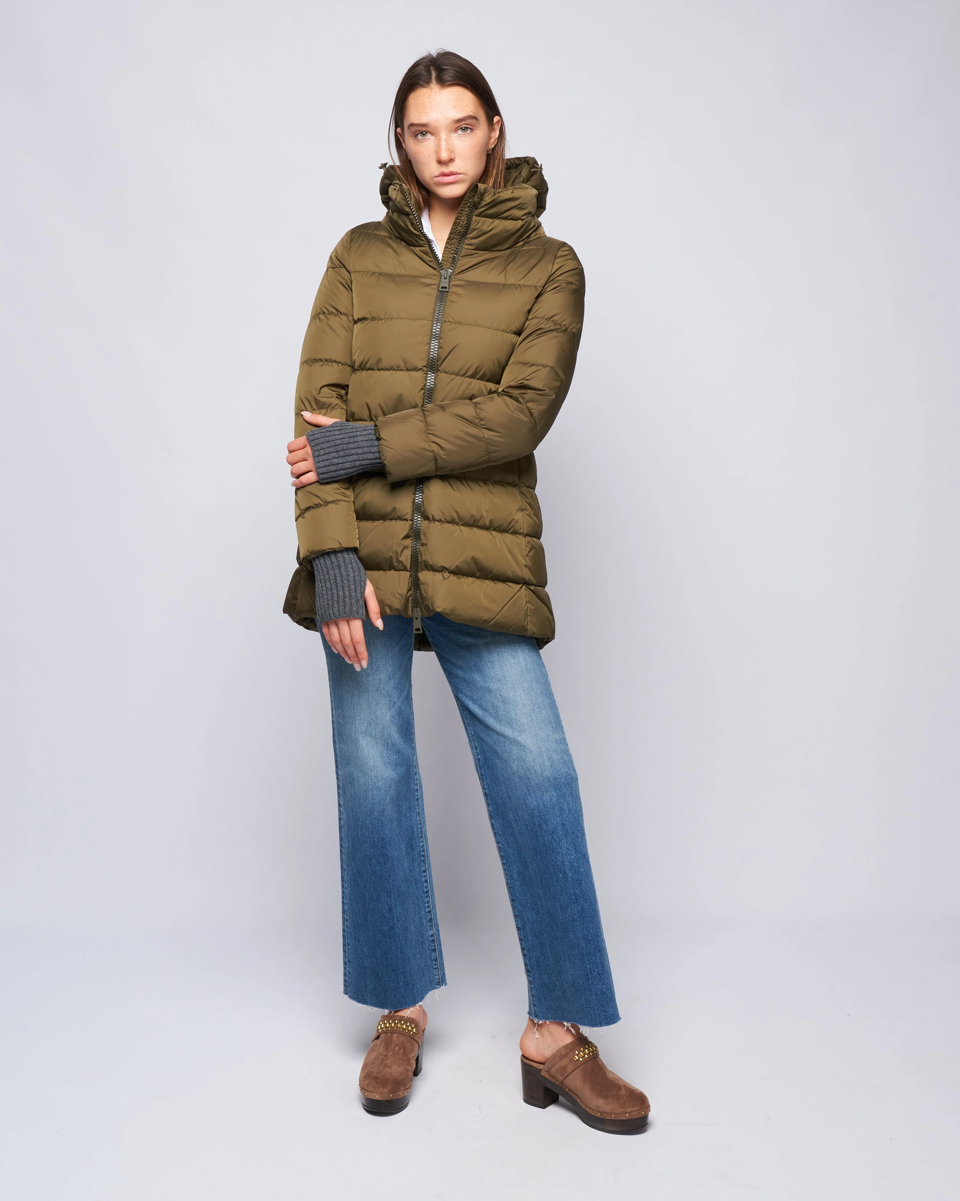 heavy a-line hi-lo - verde militare