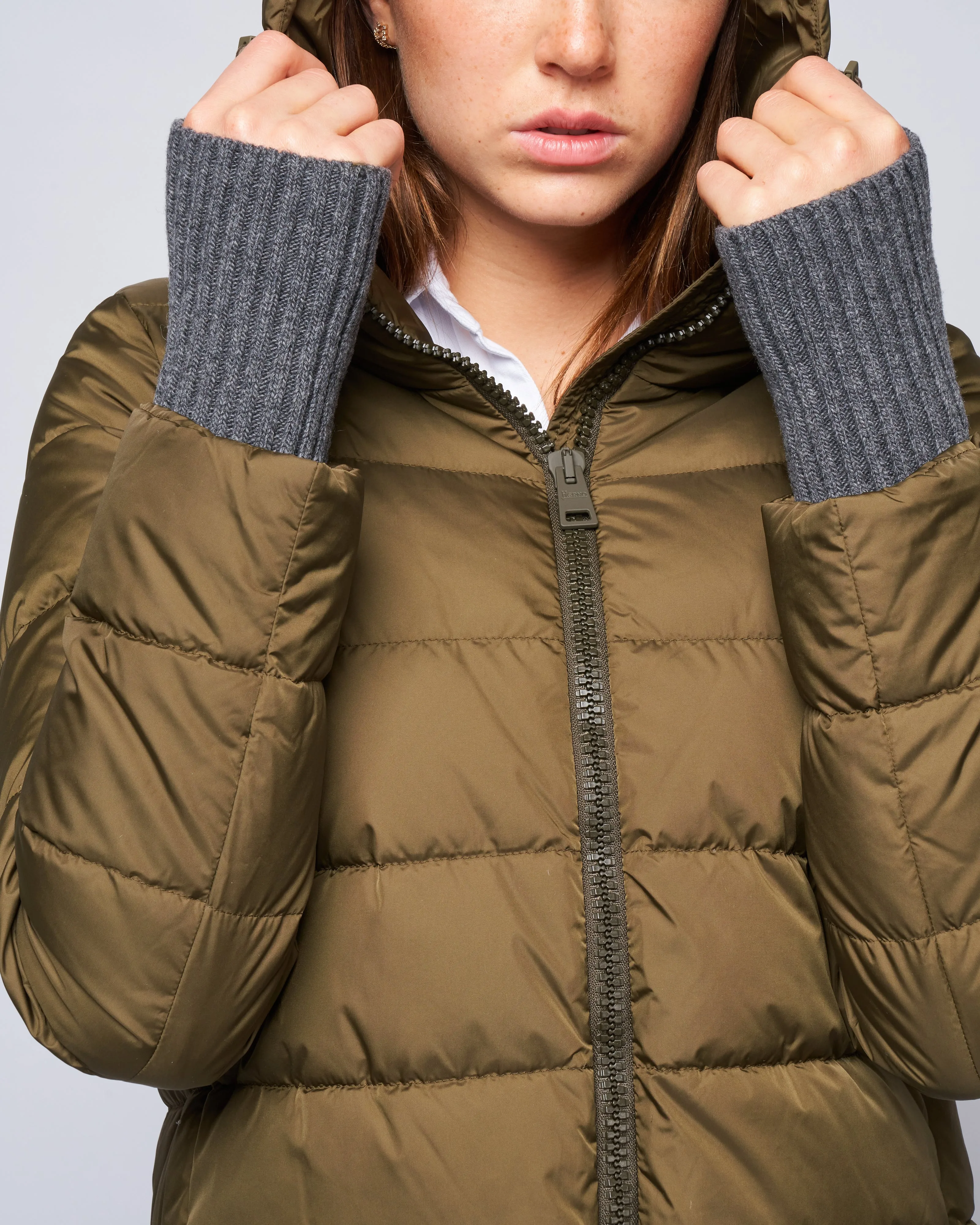 heavy a-line hi-lo - verde militare