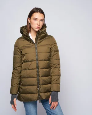 heavy a-line hi-lo - verde militare