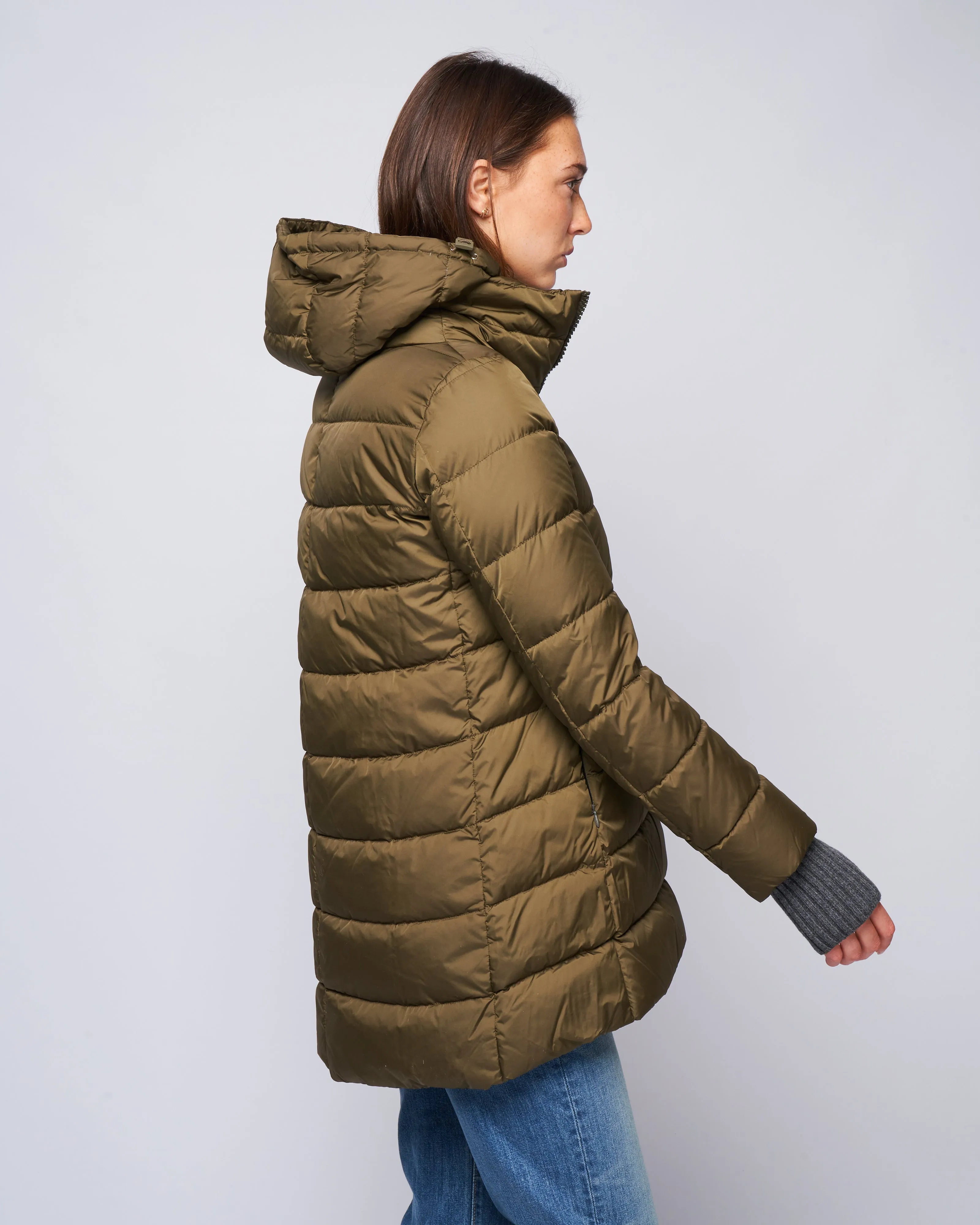 heavy a-line hi-lo - verde militare