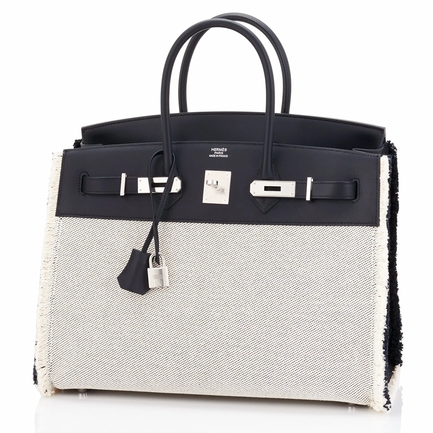 Hermes Birkin 35cm Black Fray Fray Toile Swift Bag VIP Limited Z Stamp, 2021