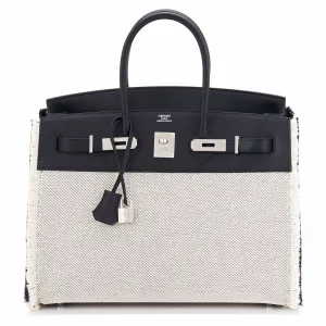 Hermes Birkin 35cm Black Fray Fray Toile Swift Bag VIP Limited Z Stamp, 2021