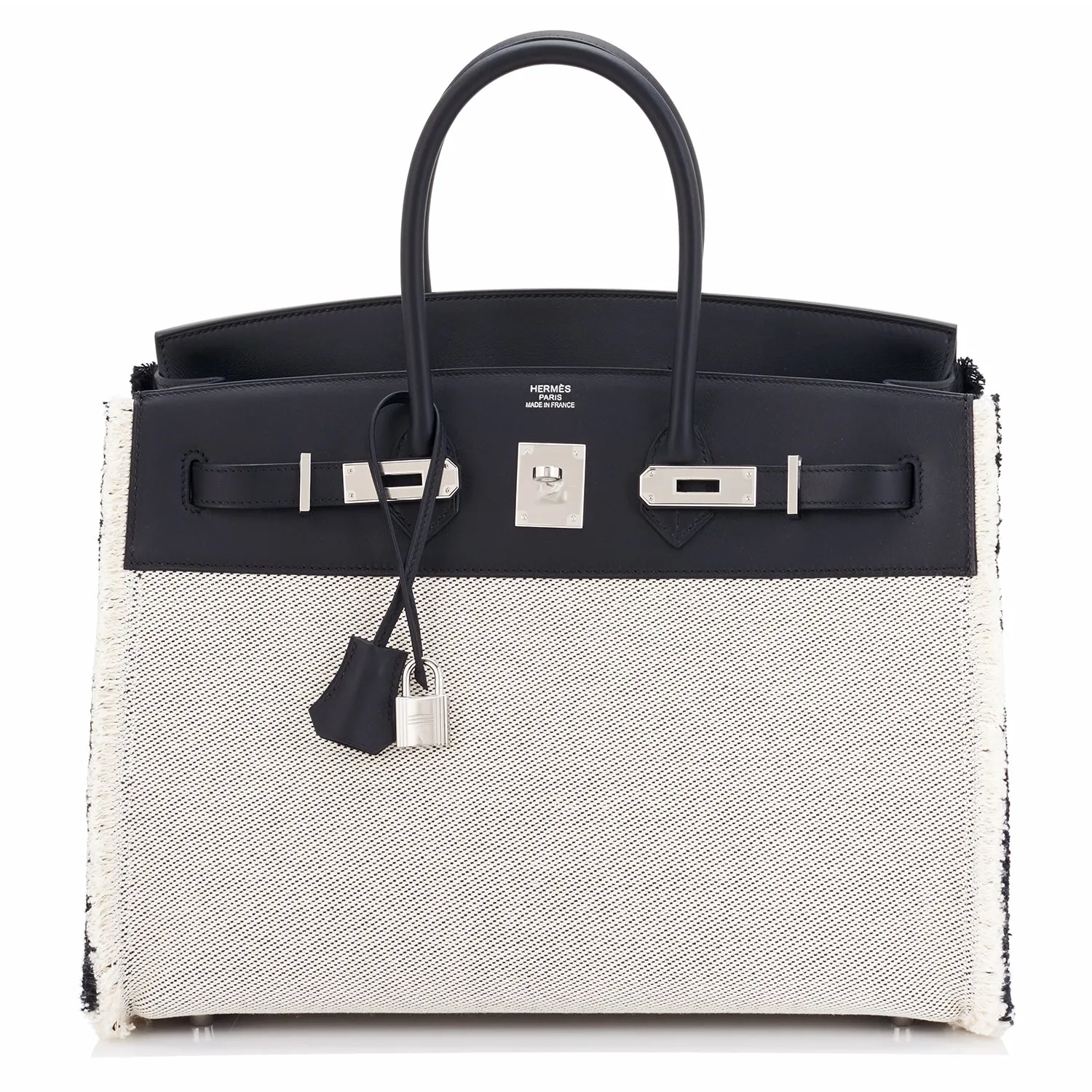 Hermes Birkin 35cm Black Fray Fray Toile Swift Bag VIP Limited Z Stamp, 2021