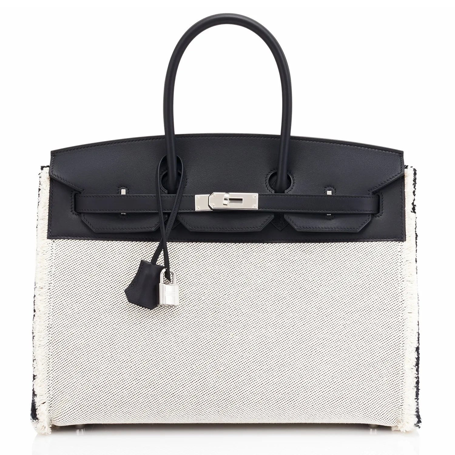 Hermes Birkin 35cm Black Fray Fray Toile Swift Bag VIP Limited Z Stamp, 2021