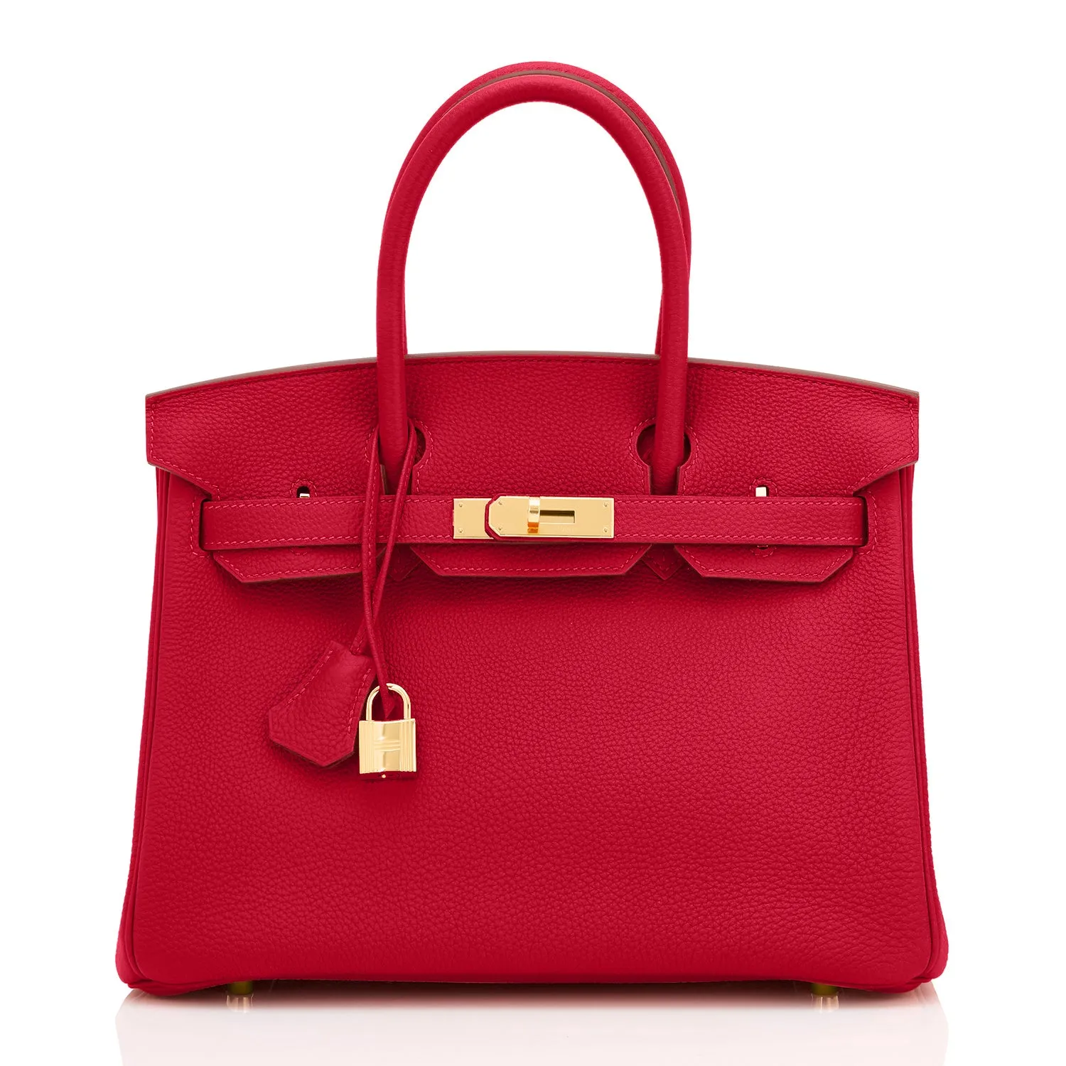Hermes Rouge Vif Lipstick Red 30cm Birkin Gold Hardware