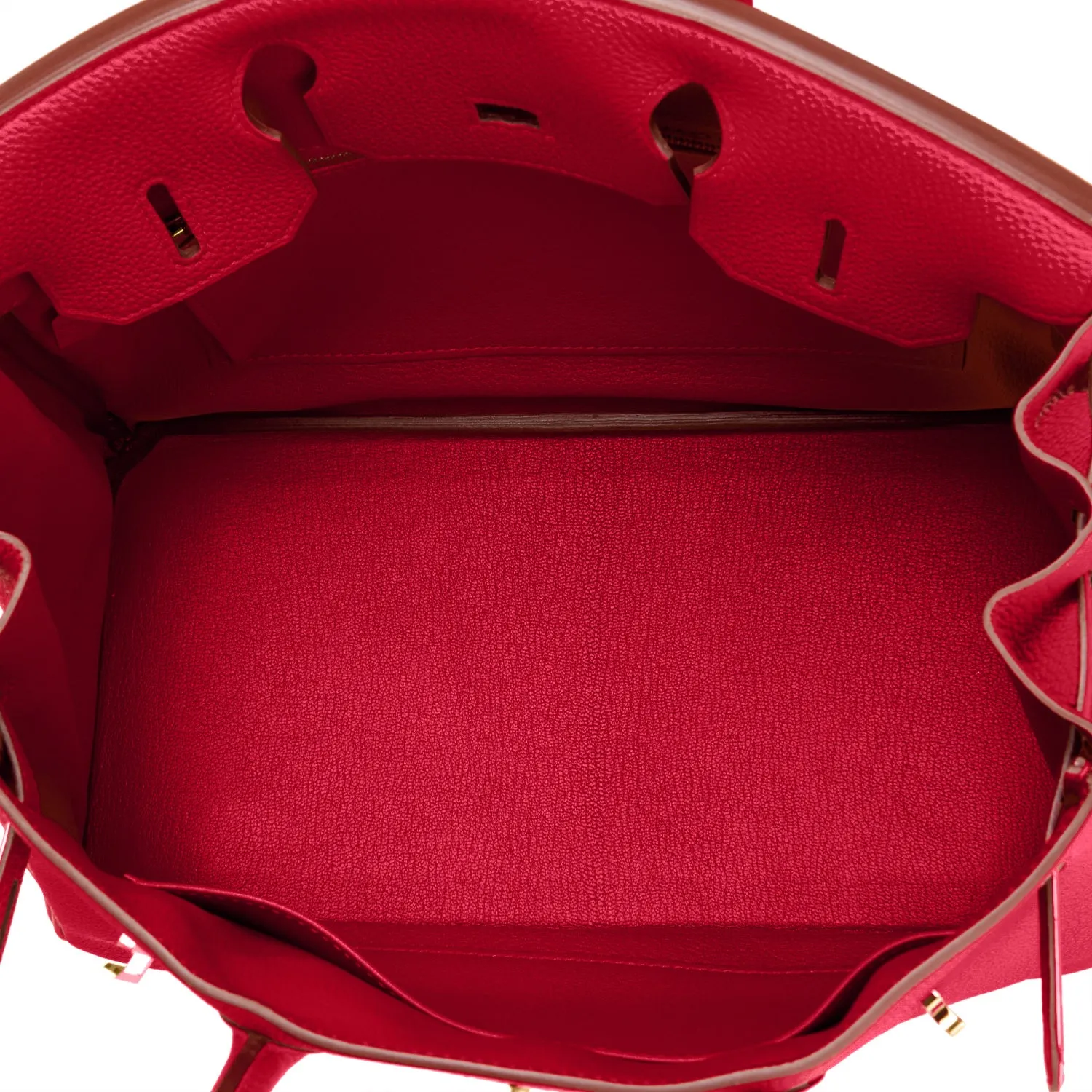 Hermes Rouge Vif Lipstick Red 30cm Birkin Gold Hardware