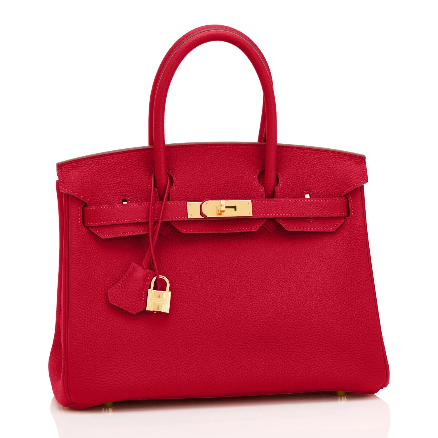 Hermes Rouge Vif Lipstick Red 30cm Birkin Gold Hardware