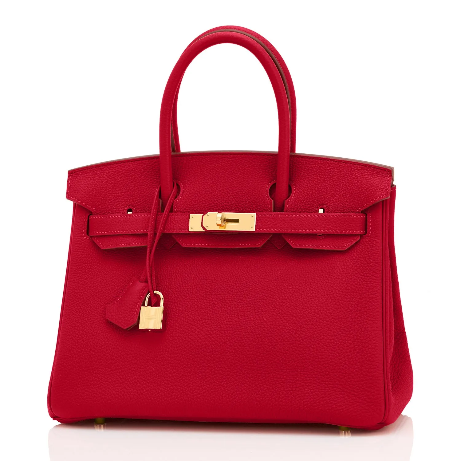 Hermes Rouge Vif Lipstick Red 30cm Birkin Gold Hardware
