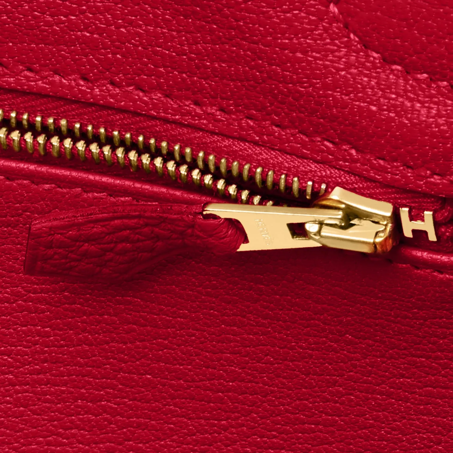 Hermes Rouge Vif Lipstick Red 30cm Birkin Gold Hardware
