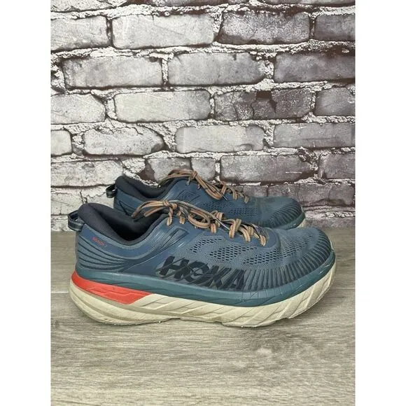 Hoka One One Bondi 7 110518 RTOS Blue Synthetic Running Shoes Men 10.5 US/44 2/3