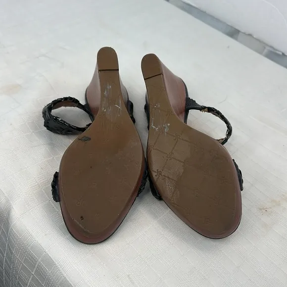 Jack Rogers Black Slip On Open/Peep Toe Luccia Wedge Sandals Size 6.5