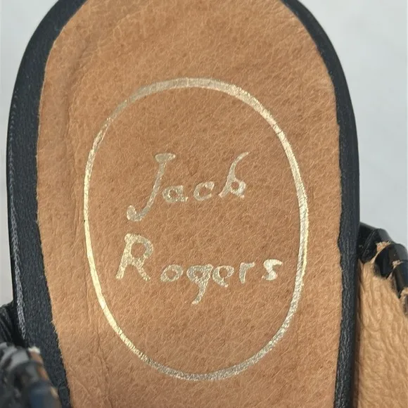 Jack Rogers Black Slip On Open/Peep Toe Luccia Wedge Sandals Size 6.5