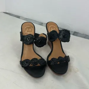 Jack Rogers Black Slip On Open/Peep Toe Luccia Wedge Sandals Size 6.5