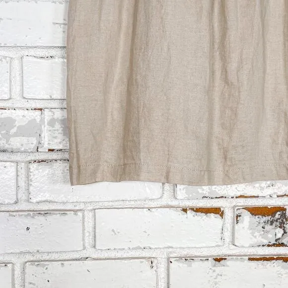 Jones &amp; Co Tan Linen Belted Button Down Skirt with Shorts Mini Skirt Skort L