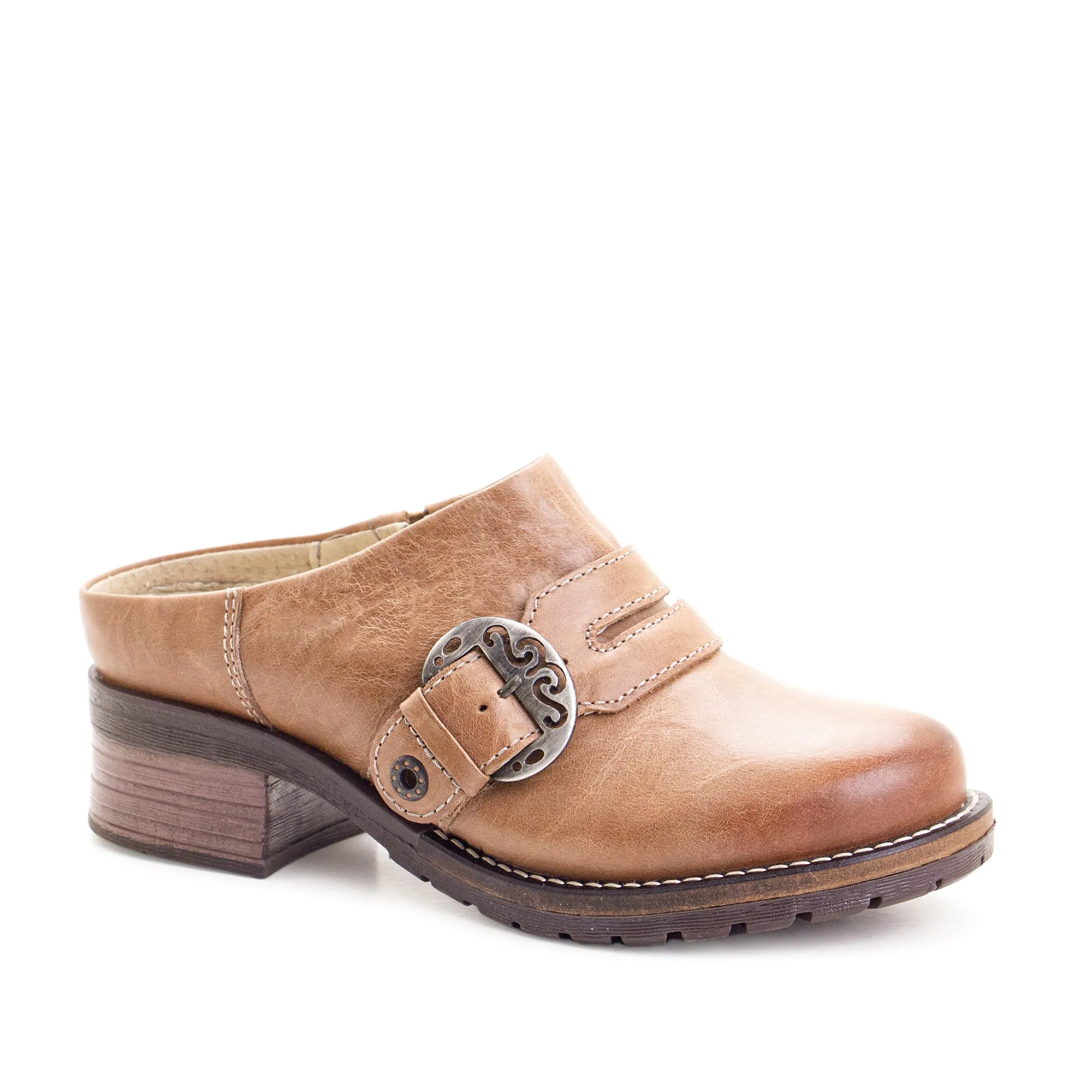 Karina Scrunched Leather Clog Mule