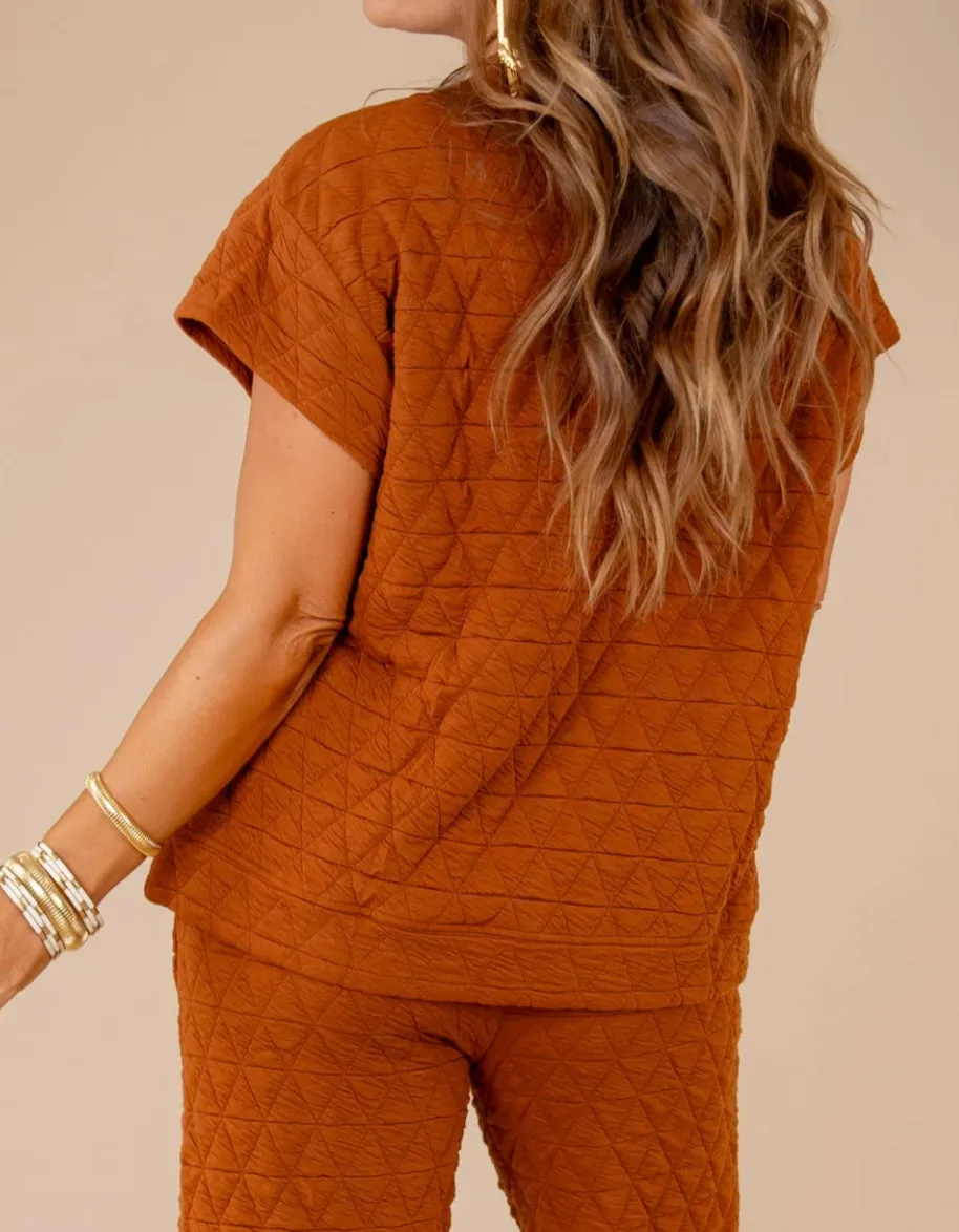 Kendall Quilted Textured Set- Rust