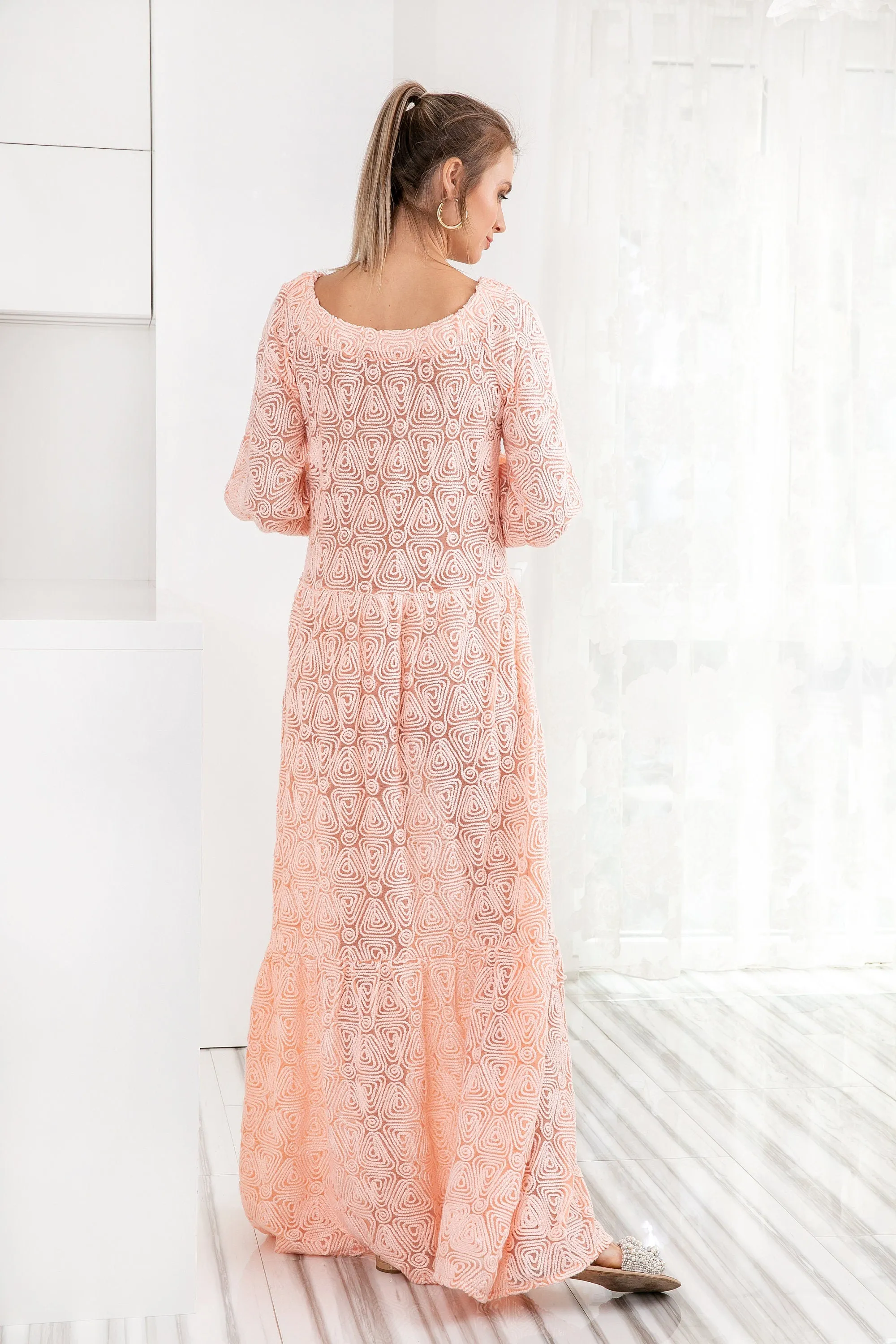 Lace Maxi Dress, Beach Maxi Dress, Peach Maxi Dress, Beach Cover up, Beach Dress, Plus Size Clothing, Loose Dress, Kaftan Dress,Beach Kaftan