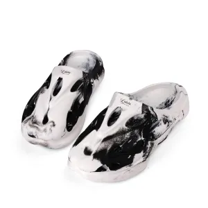 Lalola Boutique Branded Two-tone Hollow Out Clogs