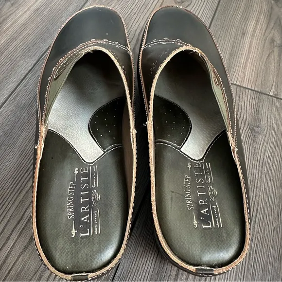 L'ARTISTE Burbank Women’s Leather Clogs Size 41 EUR 9.5-10 US Floral Art Comfy