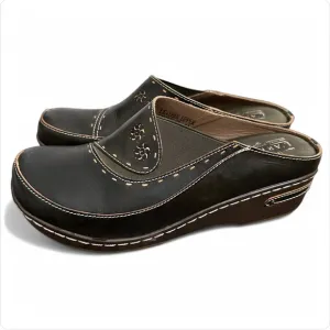 L'ARTISTE Burbank Women’s Leather Clogs Size 41 EUR 9.5-10 US Floral Art Comfy