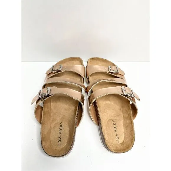 Lisa Vicky Sandals Womens Size 6 Rose Gold Slip On Slides