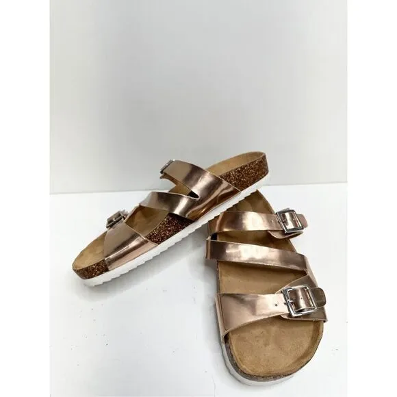 Lisa Vicky Sandals Womens Size 6 Rose Gold Slip On Slides
