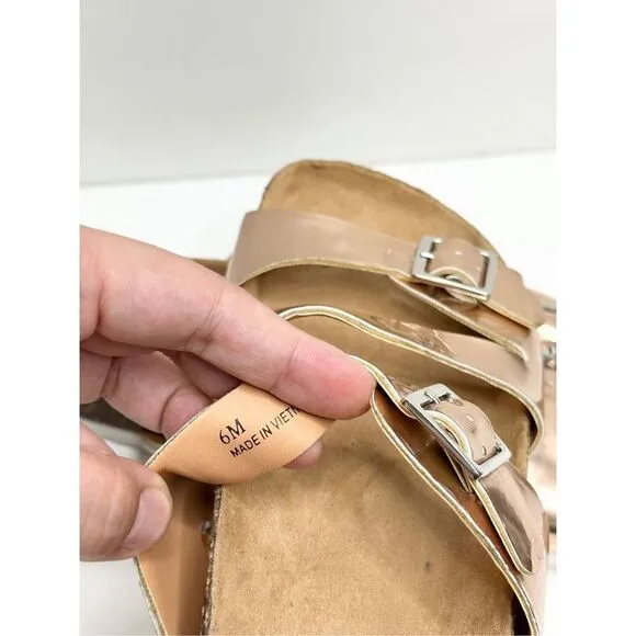 Lisa Vicky Sandals Womens Size 6 Rose Gold Slip On Slides