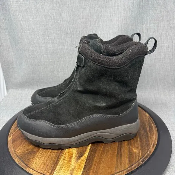 LL Bean Primaloft Men’s 9 Black Suede 200 Gram Insulated Boots Winter Warm Snow