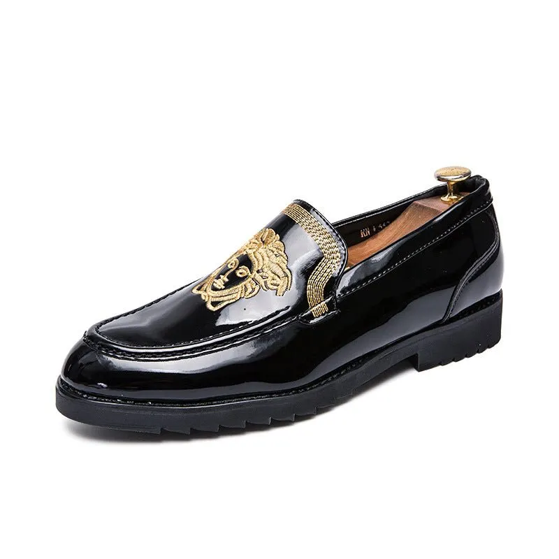 Luxurious style lion pattern stylish loafers shoe