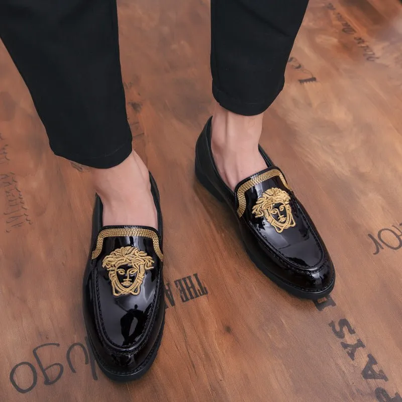 Luxurious style lion pattern stylish loafers shoe