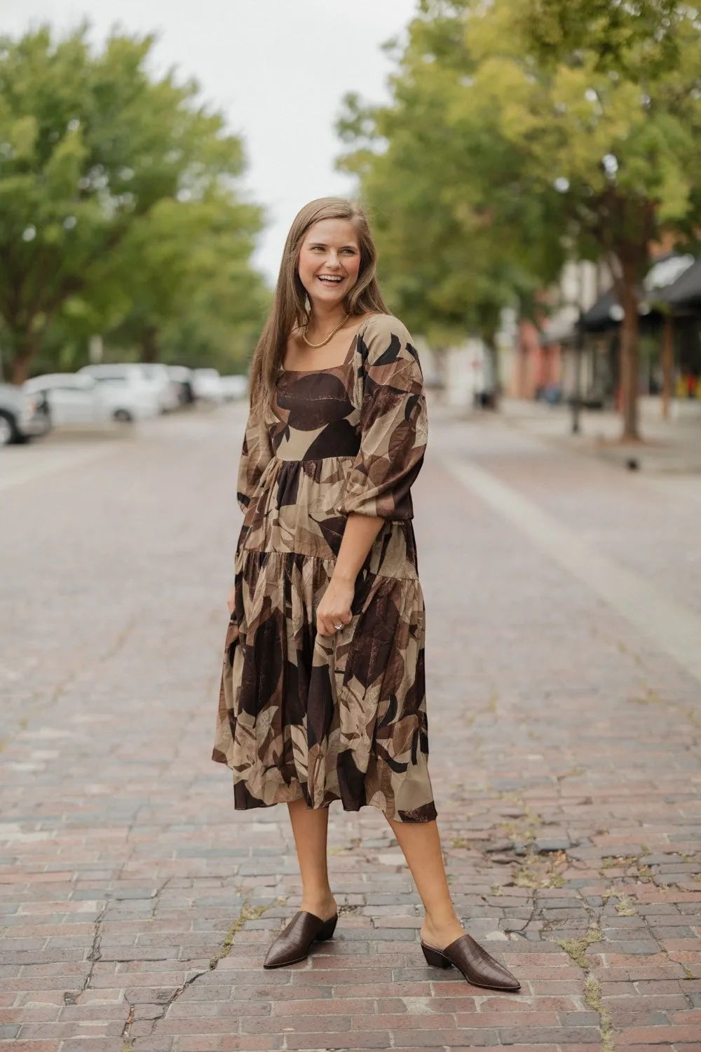 Melinda Mocha Print Maxi Dress