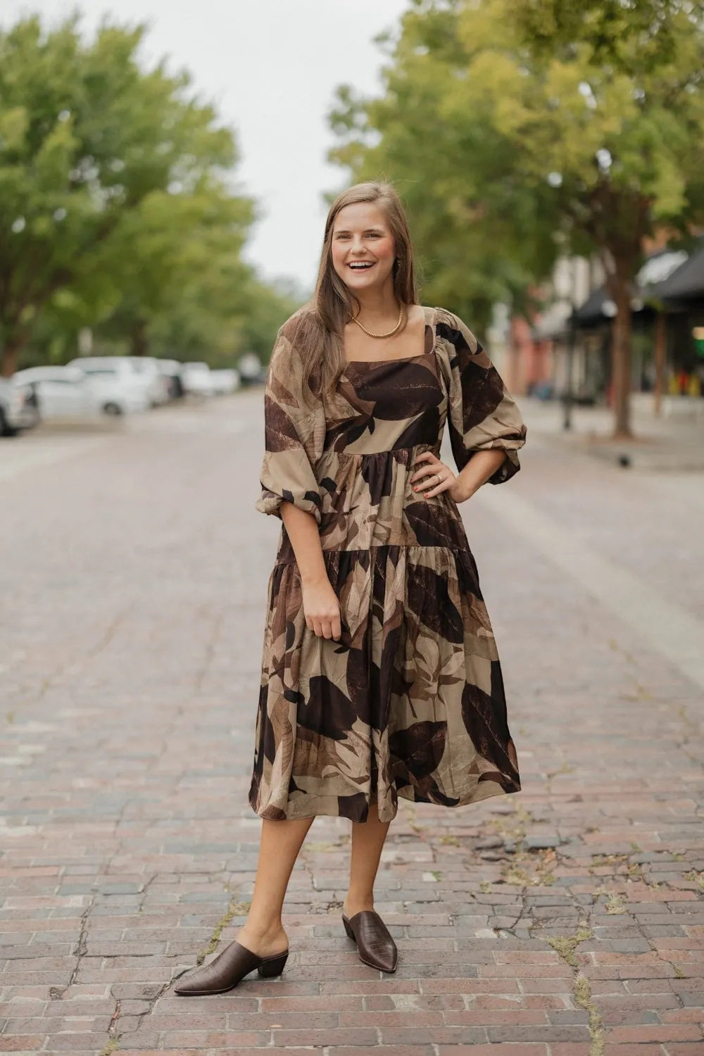 Melinda Mocha Print Maxi Dress