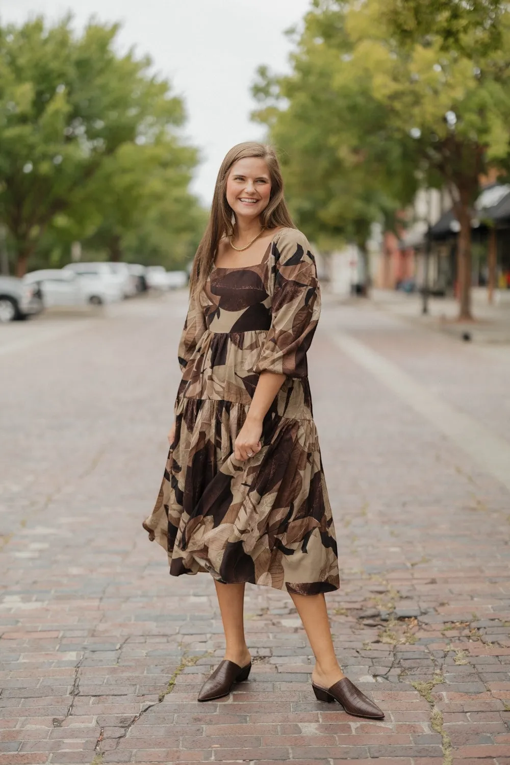 Melinda Mocha Print Maxi Dress