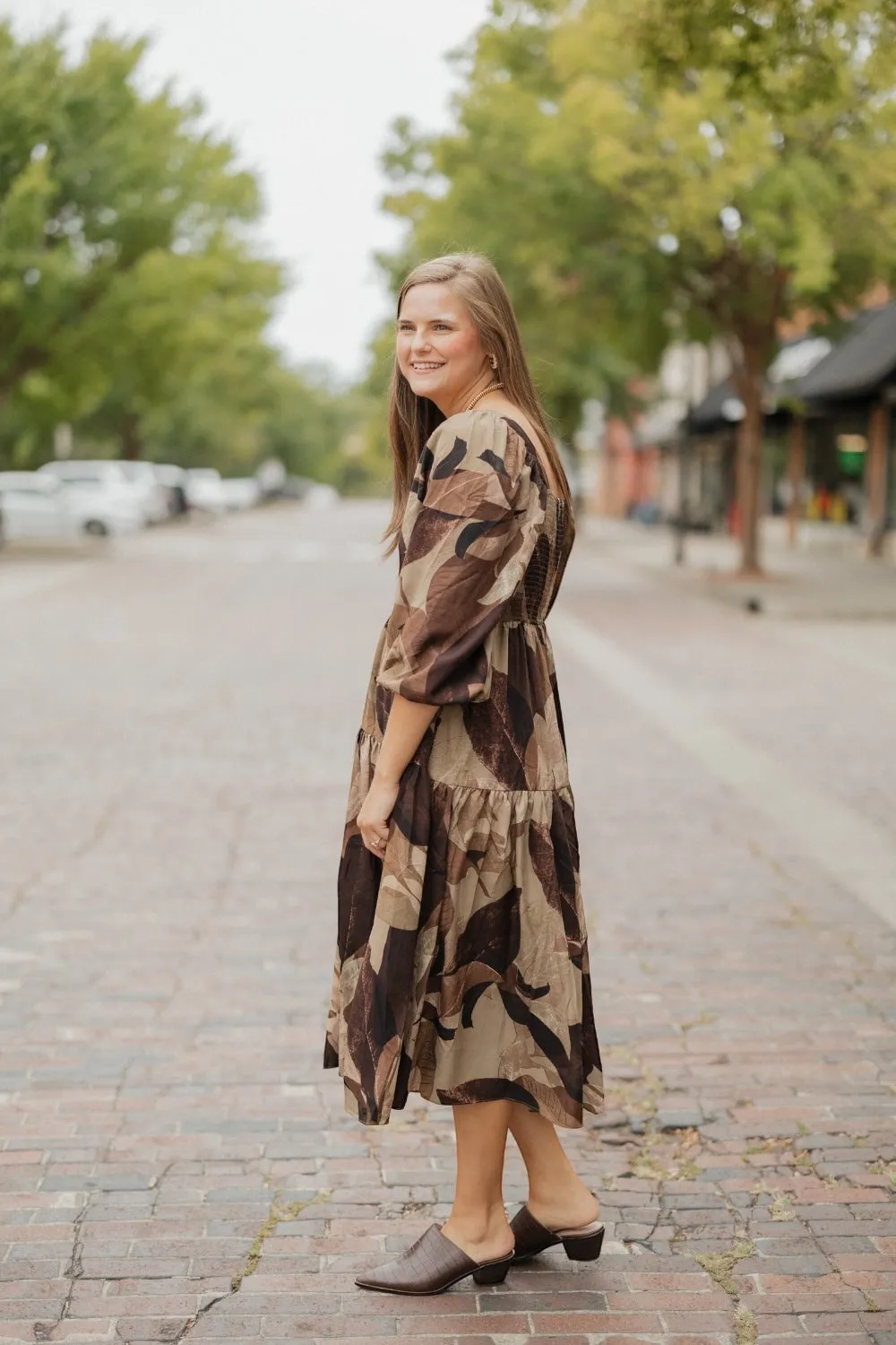 Melinda Mocha Print Maxi Dress