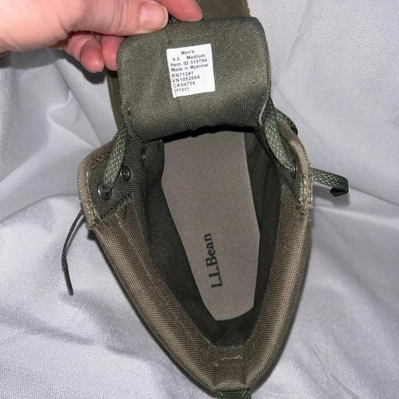 Men’s LL Bean Eco Woods Hiking Boots Green Canvas NWOT Size 9 M