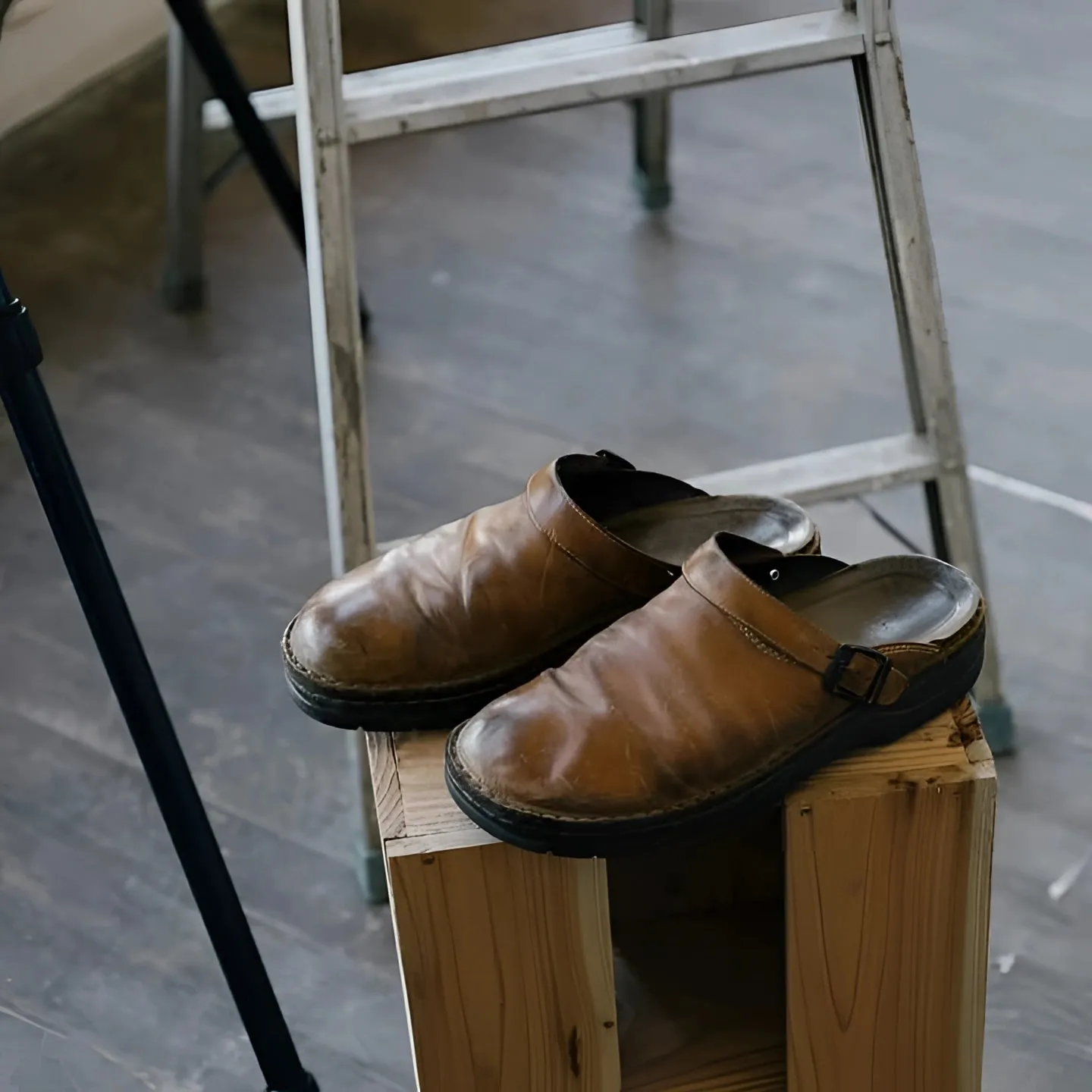 Men's Orthopedic Tan Leather Slip-On Clogs - Casual & Work Wear