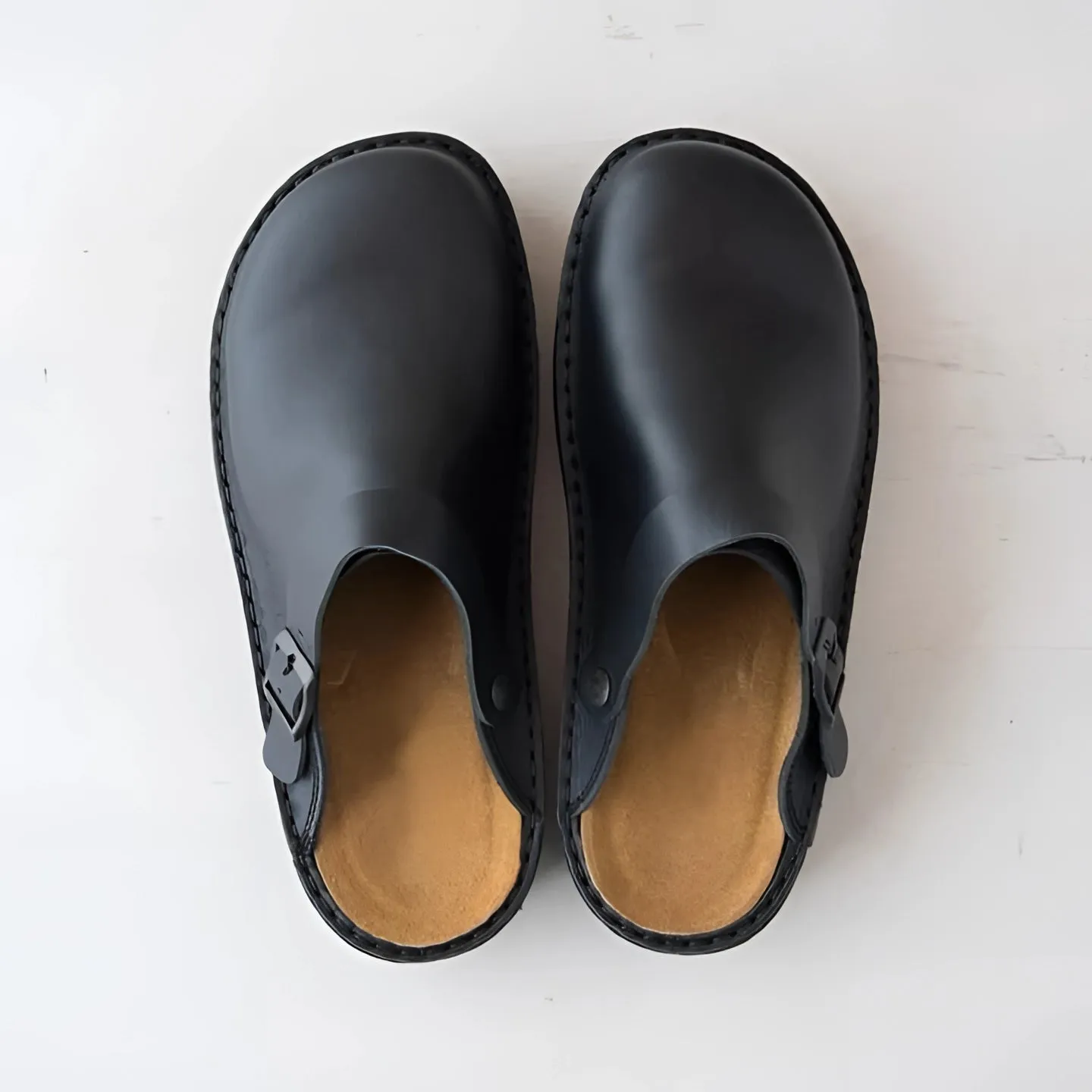 Men's Orthopedic Tan Leather Slip-On Clogs - Casual & Work Wear