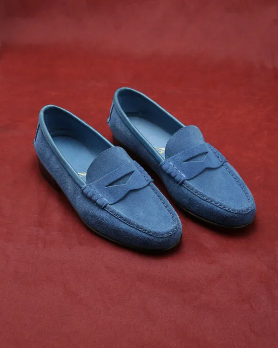 Moccasin Simple Sole Suede Blue