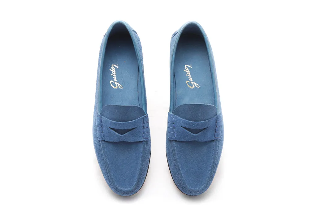 Moccasin Simple Sole Suede Blue