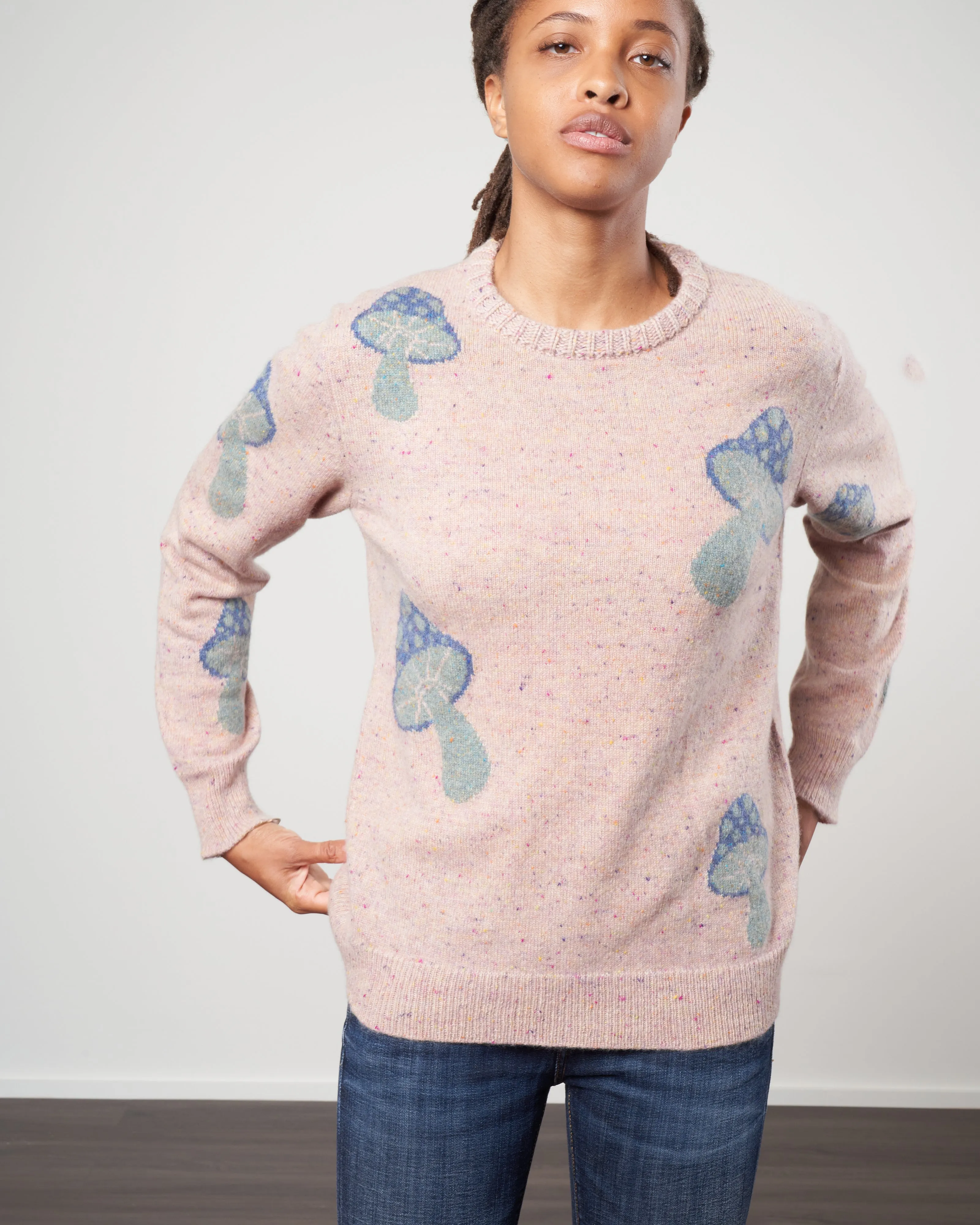 mushroom crew sweater - tweed