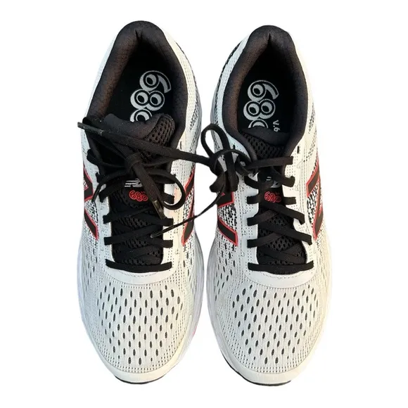 New Balance Mens 680 V6 M680C6 White/Red/Black Running Shoes Sneakers Size 10