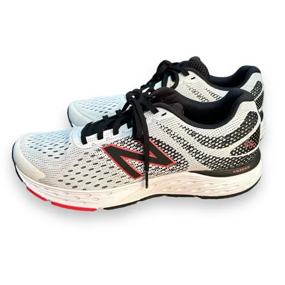 New Balance Mens 680 V6 M680C6 White/Red/Black Running Shoes Sneakers Size 10