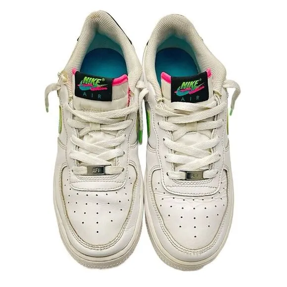 Nike Air Force 1 '07 LV8 White Aquamarine‎ Green Strike DJ5154-100 Size US 7Y