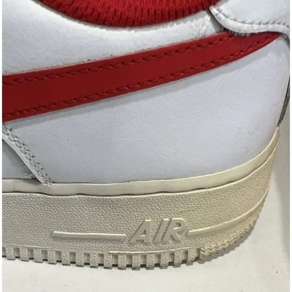 NIKE Air Force 1 Mens Low Top Red Swoosh White CT7875 994 Size 9.5