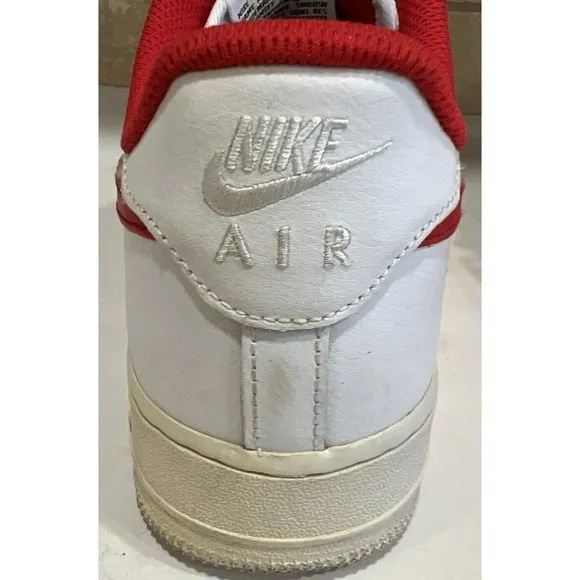 NIKE Air Force 1 Mens Low Top Red Swoosh White CT7875 994 Size 9.5